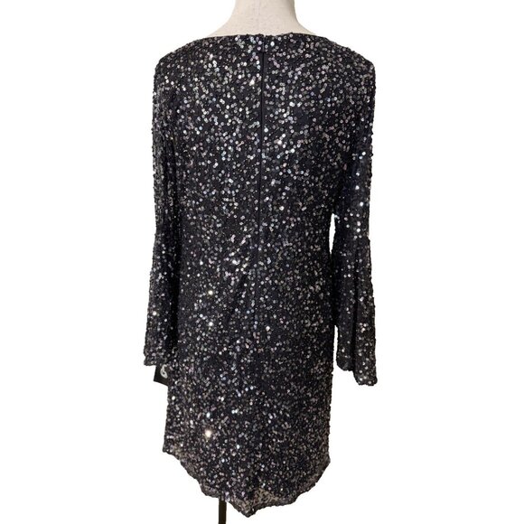 Pisarro Nights Dress 10P Bell Sleeve Sequin Beaded Wedding Party Formal NEW - Picture 7 of 13